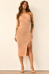 Distant Paradise Midi Dress - Tan