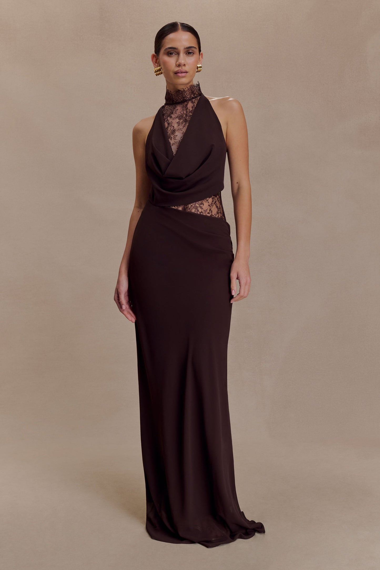 Livette - Lace Halter Maxi Dress