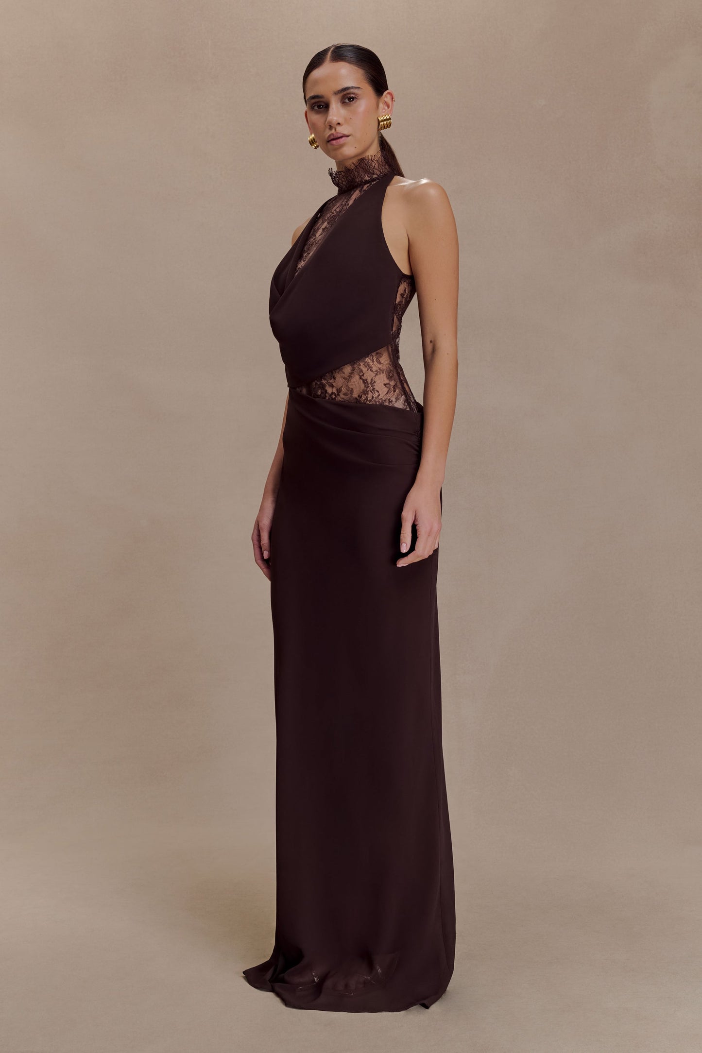 Livette - Lace Halter Maxi Dress