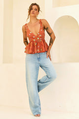 Moonbeam Luxe Sequin Chiffon Top - Orange