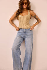 Retro Fade Wide Denim Jeans - Washed Blue